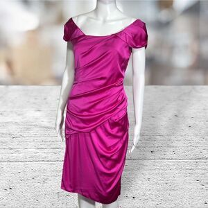Vera Wang Pink Off Shoulder Cocktail Dress